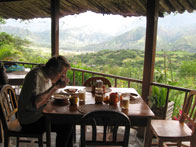 Zicht vanuit het restaurant